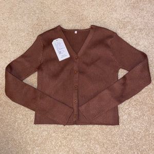 Women's Brown Button Down Cardigan